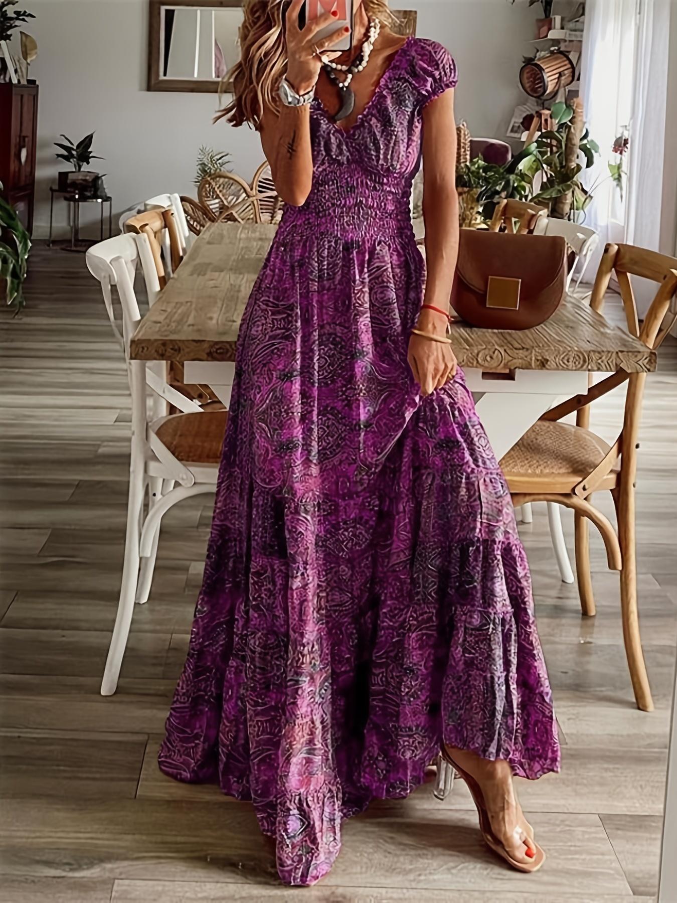 Plus Size Bohemian Dress, Scallop Edge Design, Curvy Friendly Vacation Dress