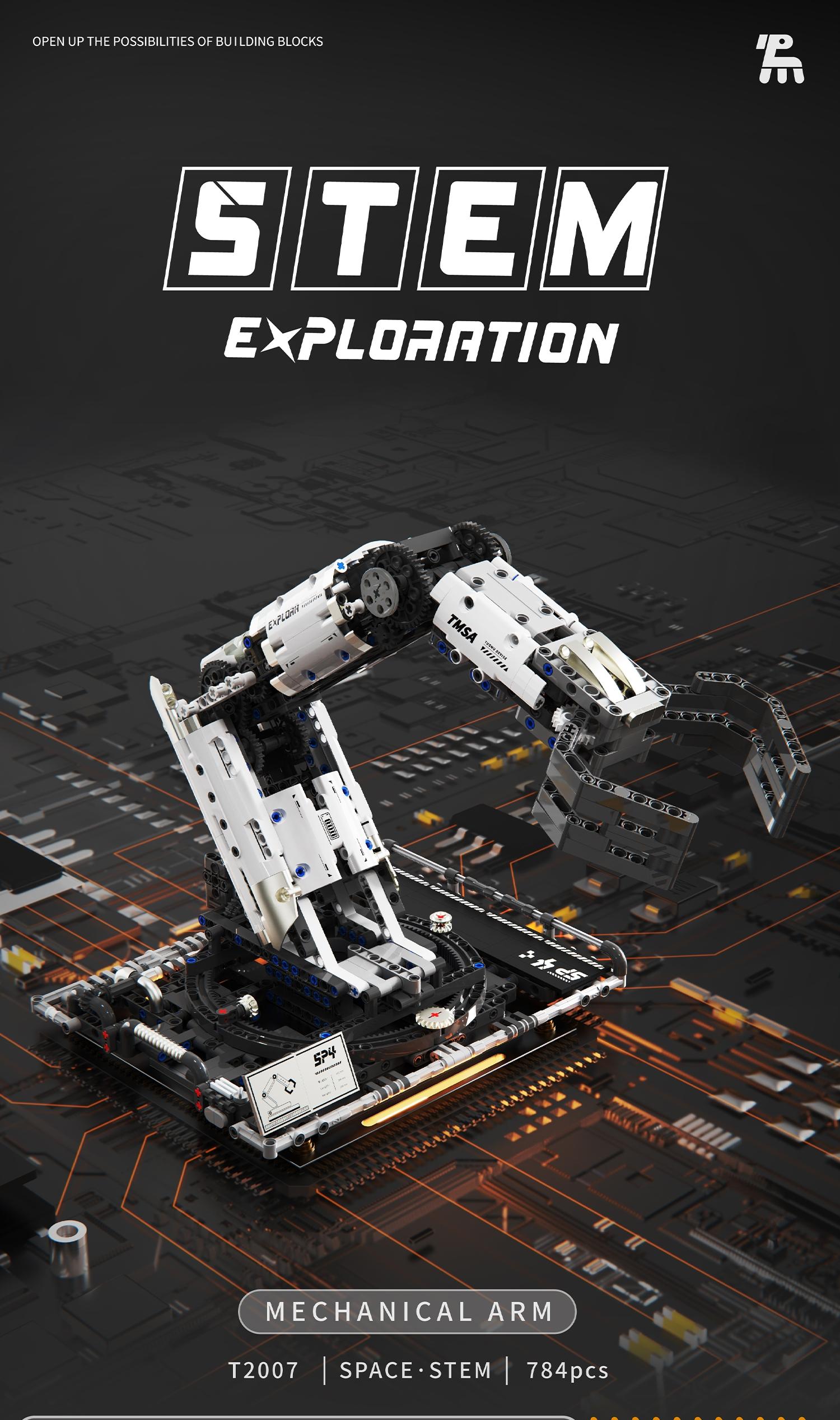 1029pcs Remote Control Mechanical Arm Building Set, Stem Education Toy, Dynamic Transmission System, Ideal Gift for Kids and Adults