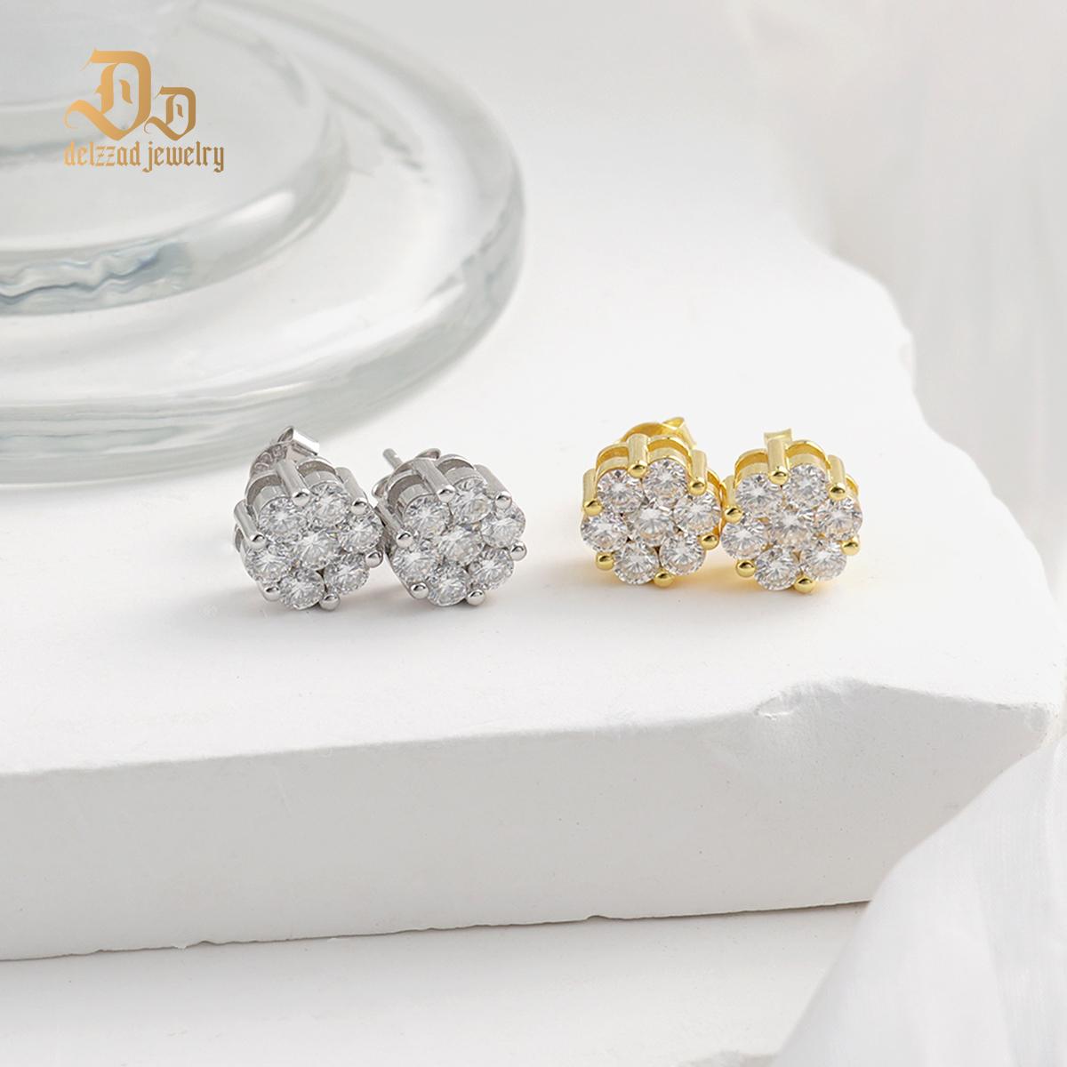 Delzzad Bling Flower Cluster Earrings D Color Synthetic Moissanite S925 Stud Unisex Earrings Perfect for Any Occasion & Everyday Wear Birthday Anniversary Mother's Day Christmas Gifts for Men Women