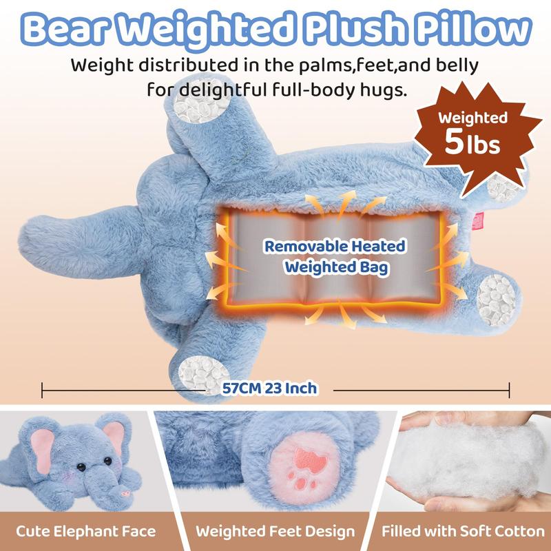 Removable Heating Pad – 5lb Weighted Mewaii Premium Plush, Microwavable & Freezable Stuffed Animal, Hot & Cold Cuddle Toy for Stress Relief
