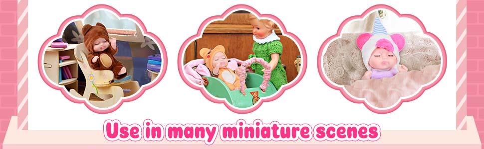 6/10 Pcs Mini Easter Reborn Cute Black Reborn for Easter Basket Stuffer Realistic Animal Dolls Fairy Princess Doll for Girls Party Exchange Gift Idea Birthday Party Gift Creative Holiday Party Supplies Emotional Companionship Gift