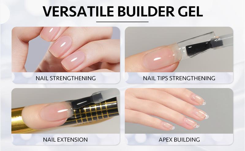 GAOY Clear Builder Gel for Nails, 16ml Nail Strengthener in a Bottle, Nail Extension Hard Gel, Soak Off Long Lasting UV Gel, Base Coat Top Coat Needed