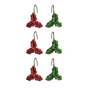 Home Fashion Xmas Decorative Poinsettia Flower Shower Rins Set of 12 Rust Vintage Flower and Leaf Shower Pack of 12