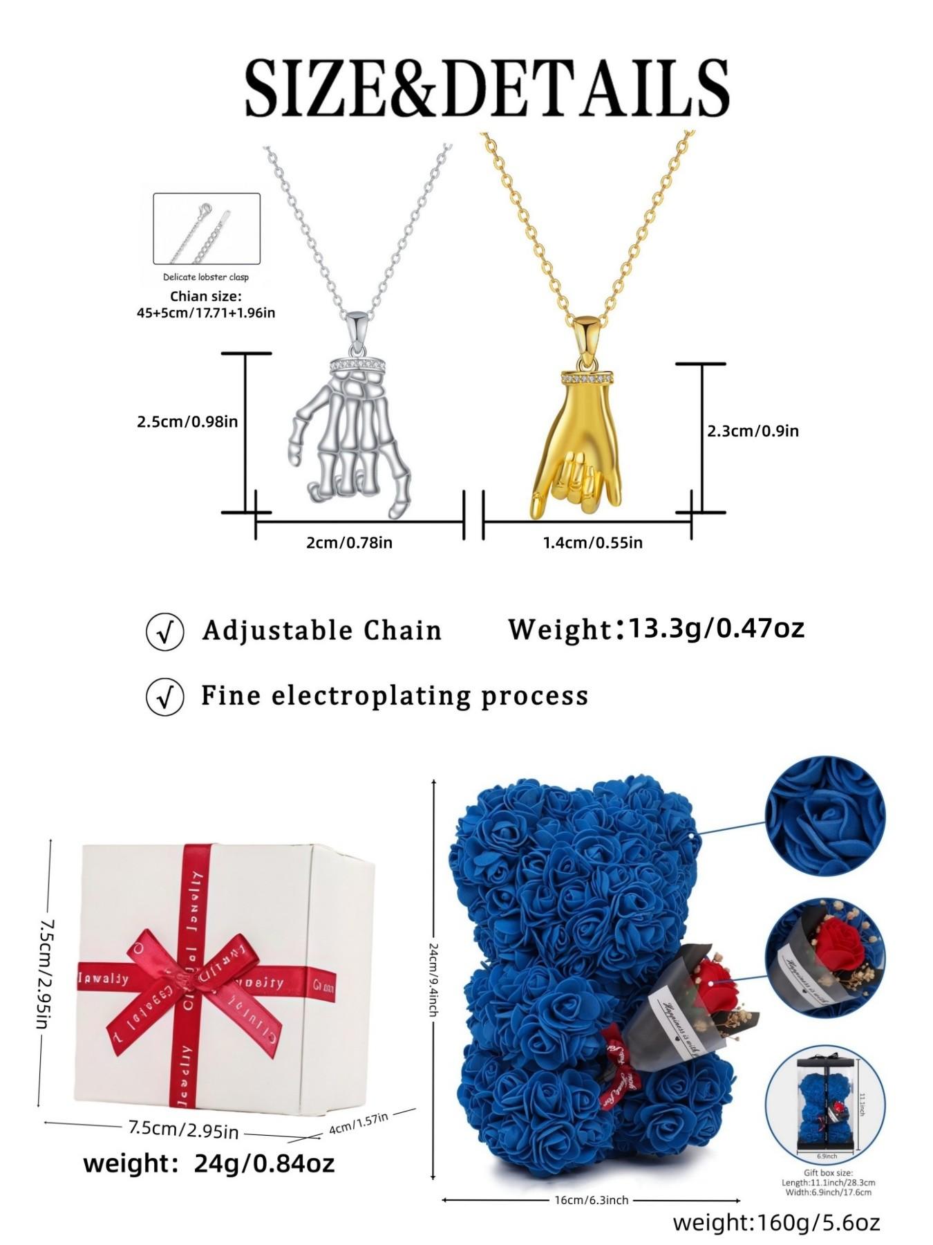 Bone Gold Pact · Symbiosis Necklace Original premium couple necklaces with real gold plated pendants.Paired with a preserved rose & teddy bear gift box.Perfect mysterious gift for birthdays, Valentine’s Day, Mother’s Day and Christmas.