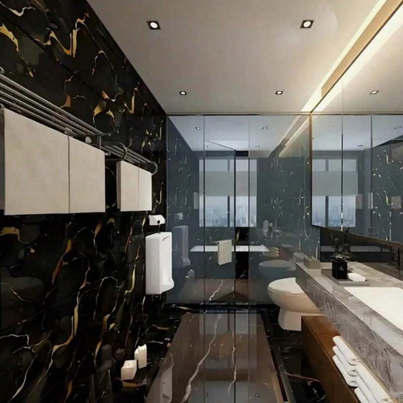 Self-Adhesive Waterproof Faux Marble Finish Marble Wall Stickers, Faux Tile Wallpaper for Renters, DIY Home Decor, Moisture Resistant, Easy Installation