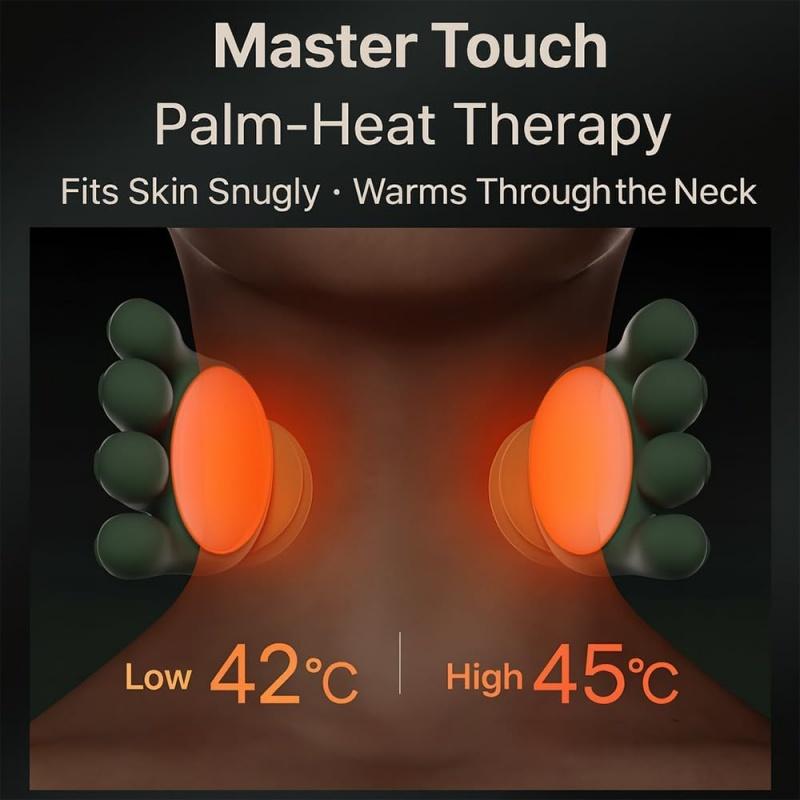 SUNDAY MIRTH Bionic hand heating massage device, used for deep tissue pain relief, wireless portable electric finger pressure 4D kneading massage, designed to simulate the human hand, suitable for neck/shoulder/hand/leg massage, ideal item for home massag
