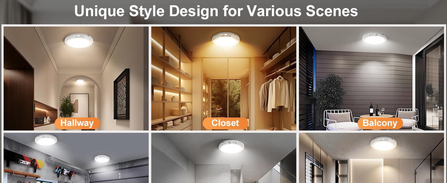 Rechargeable Motion Sensor Ceiling Light with Remote – 10000mAh Battery Powered Magnetic Wireless LED Light for Closet Shower Stairs Shed Hallway Porch Patio Garage ect, 3 Color 10-Level Dimmable, No Wiring