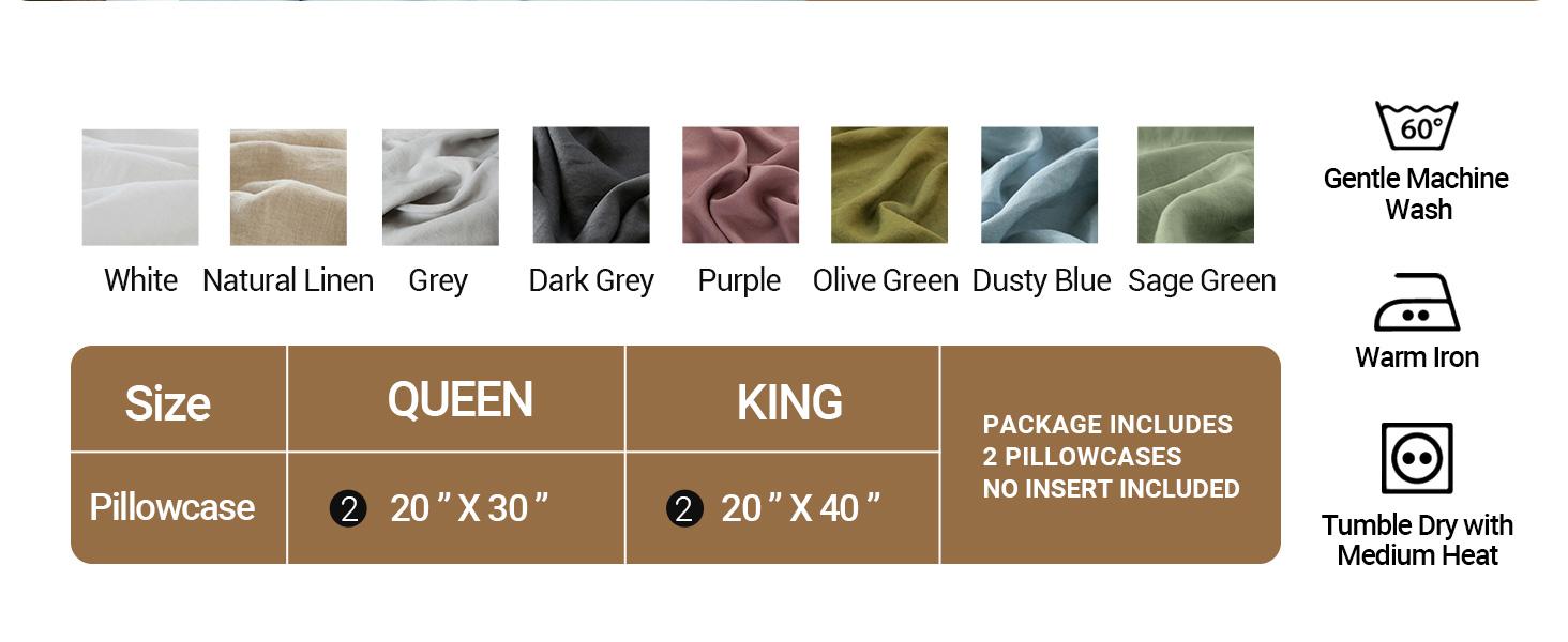 Simple&Opulence 100% French Linen Pillowcase-Set of 2- Washed Solid Color Pillow Cases Embroidered -Soft and Durable, gift