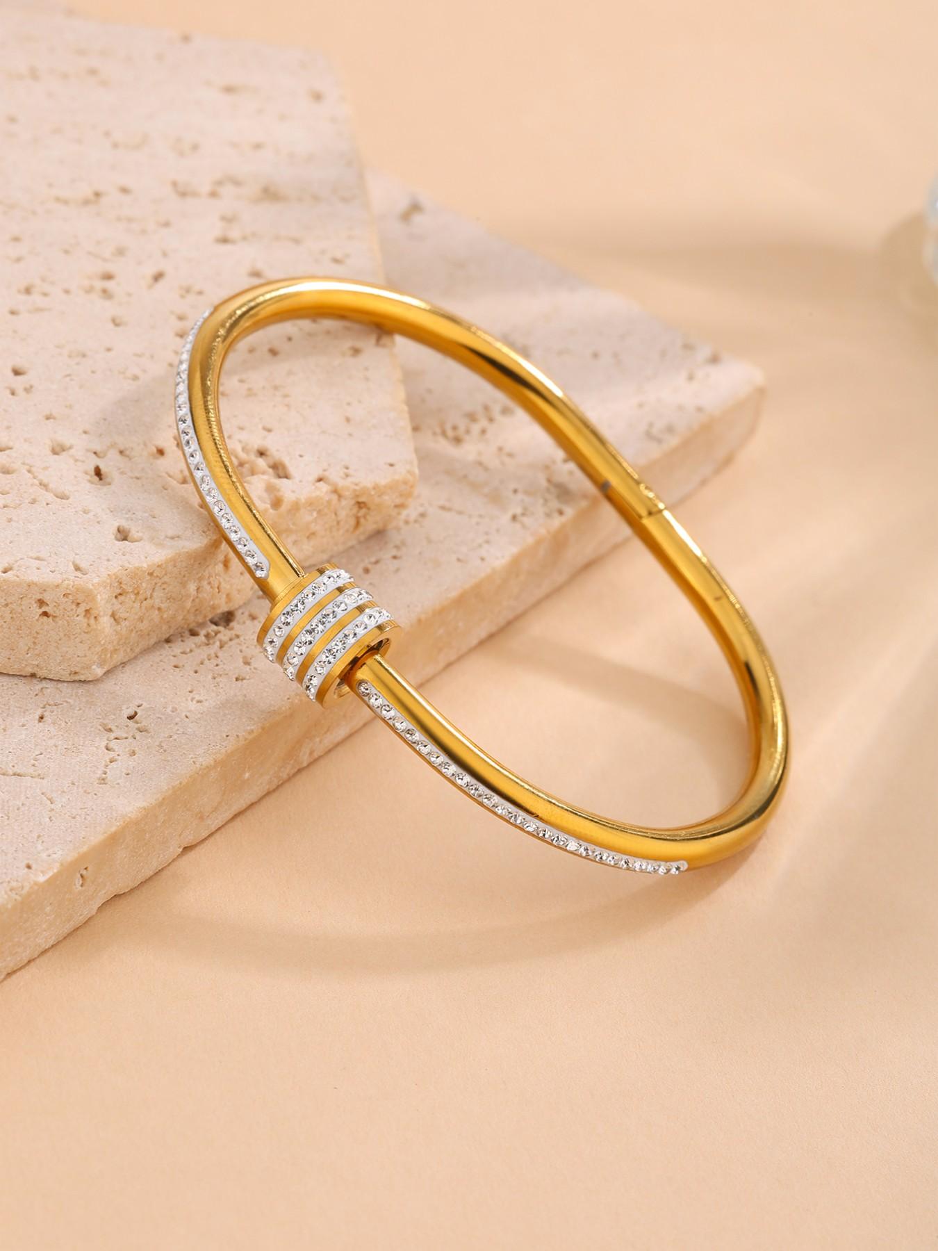 Rhinestone Wrap Nail Bracelet, Unique Luxury Design, Eye-Catching Accessory for Friends Outing Photos, 1 Piece/4 Pieces