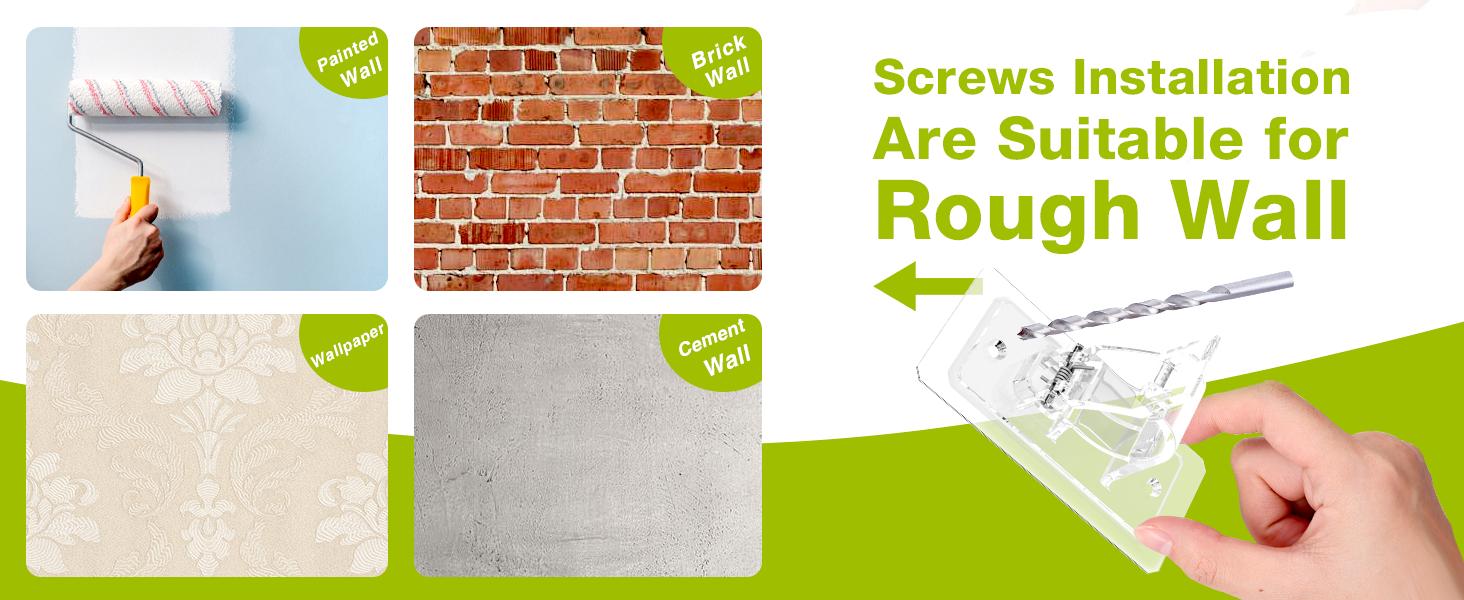 Renter Friendly No Drill Curtain Rod Brackets, Self Adhesive Holders for Multi-Size Rods 0.5''-1.2''