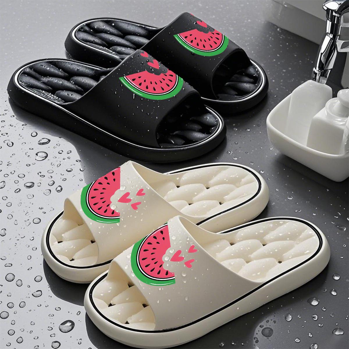 1 Pair Unisex New Style Slippers, Sweet Watermelon Heart Pattern Summer Slippers, Women's Summer Slippers, Indoor/Outdoor Summer Slippers, Holiday Gift Slippers, House Slippers, Beach Slippers, Bathroom Slippers, Birthday Gift Slippers, Casual Summer