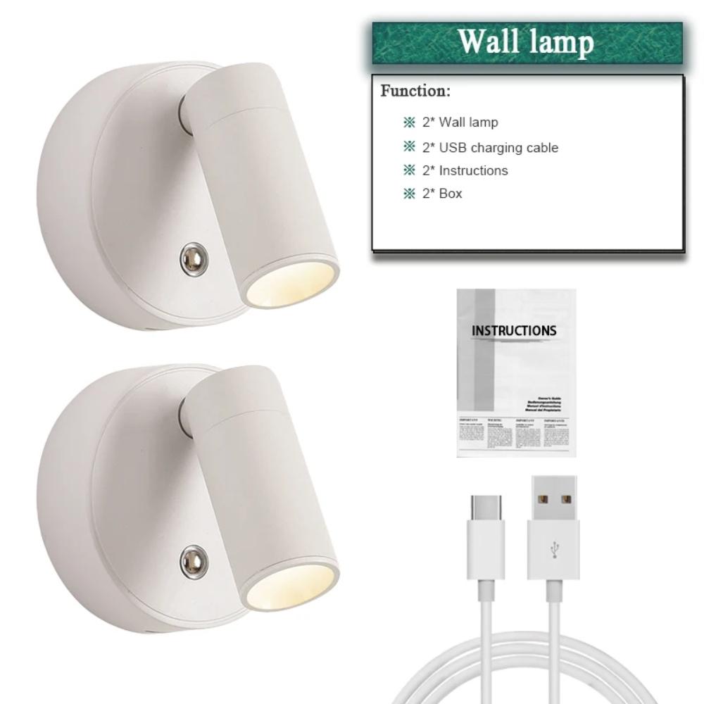 2pcs Wireless USB Rechargeable Wall Light, Magnetic Mount Night Lamp, Touch Control Dimmable Bedside Aisle Reading Light, No Drilling Required Cabinet Lamp, Indoor Lighting