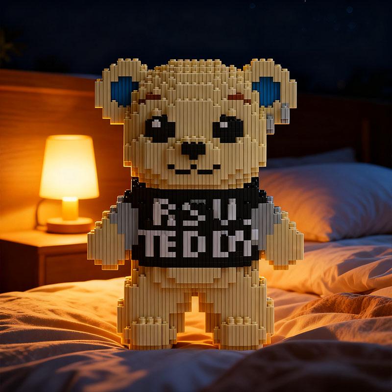 Standing Teddy Bear 3D Puzzle Blocks Creative Decoration, Birthday Halloween Valentine Christmas Gift, Home Decor DIY Crafts