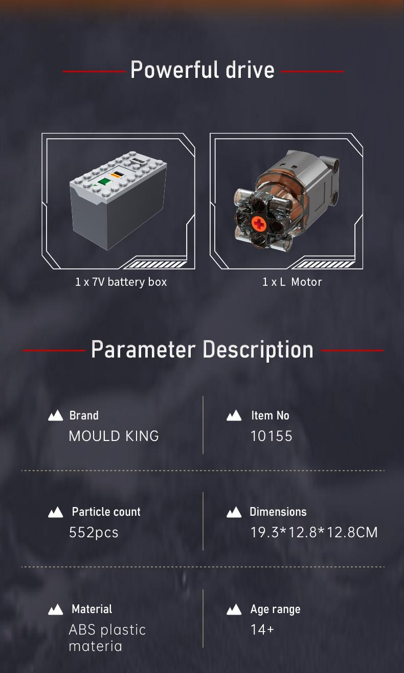 Mould King 10155 V-type engine Red Motor Model Building Block STEM DIY Gift Adult Kid Toy 552 Pcs Brick