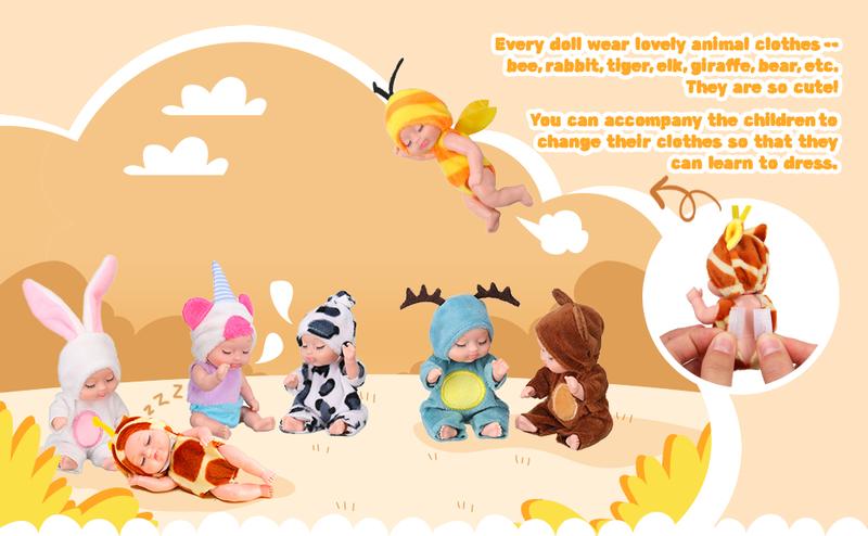 6/10 Pcs Mini Easter Reborn Cute Black Reborn for Easter Basket Stuffer Party Exchange Gift Idea Birthday Party Gift Creative Holiday Party Supplies Emotional Companionship Gift