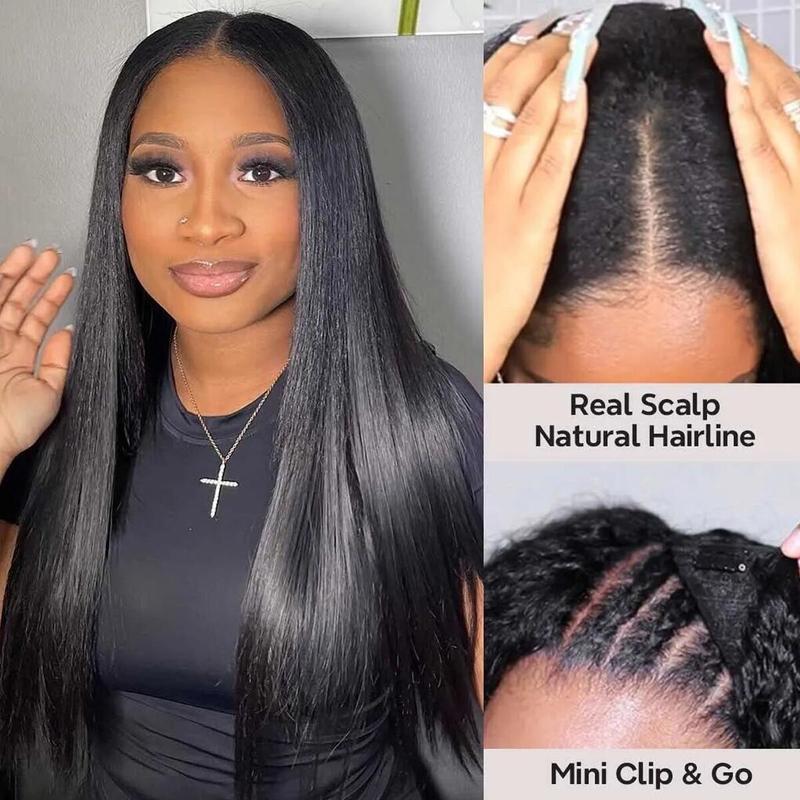 Mscoco Layered Body Wave U Part Human Hair Wig Affordable yaki Straight & Straight & Highlight U Part Human Hair Wigs 2×4 Opening Size Highlight 1B 22 And 1B 2 30 U Part Wig