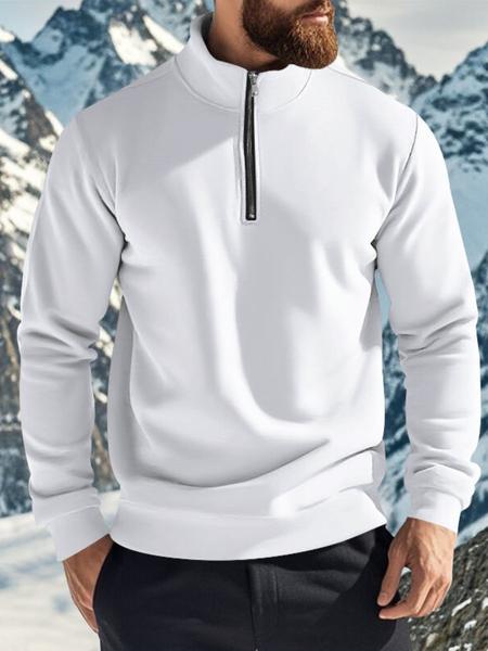 Men's Half - Zip Pullover with Contrast Lining - Stand - Up Collar, Ribbed Trim, Athletic Fit. Designed for All - Weather Performance in Outdoor Settings, Suitable for Alpine Hikes, Urban Commutes, Winter Training & Athletic Sweatshirt