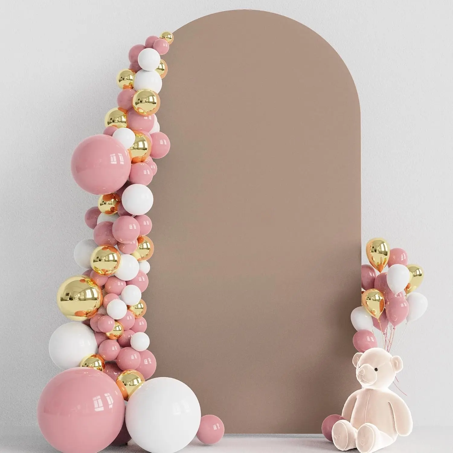 7.2FT Arch Backdrop Cover Nude Brown Arch Covers Strethy Backdrop | Spandex Fitted Balloon Arch Cover Round Top Chiara Backdrop Cover for Wedding Birthday Party Ceremony Baby Shower Decor