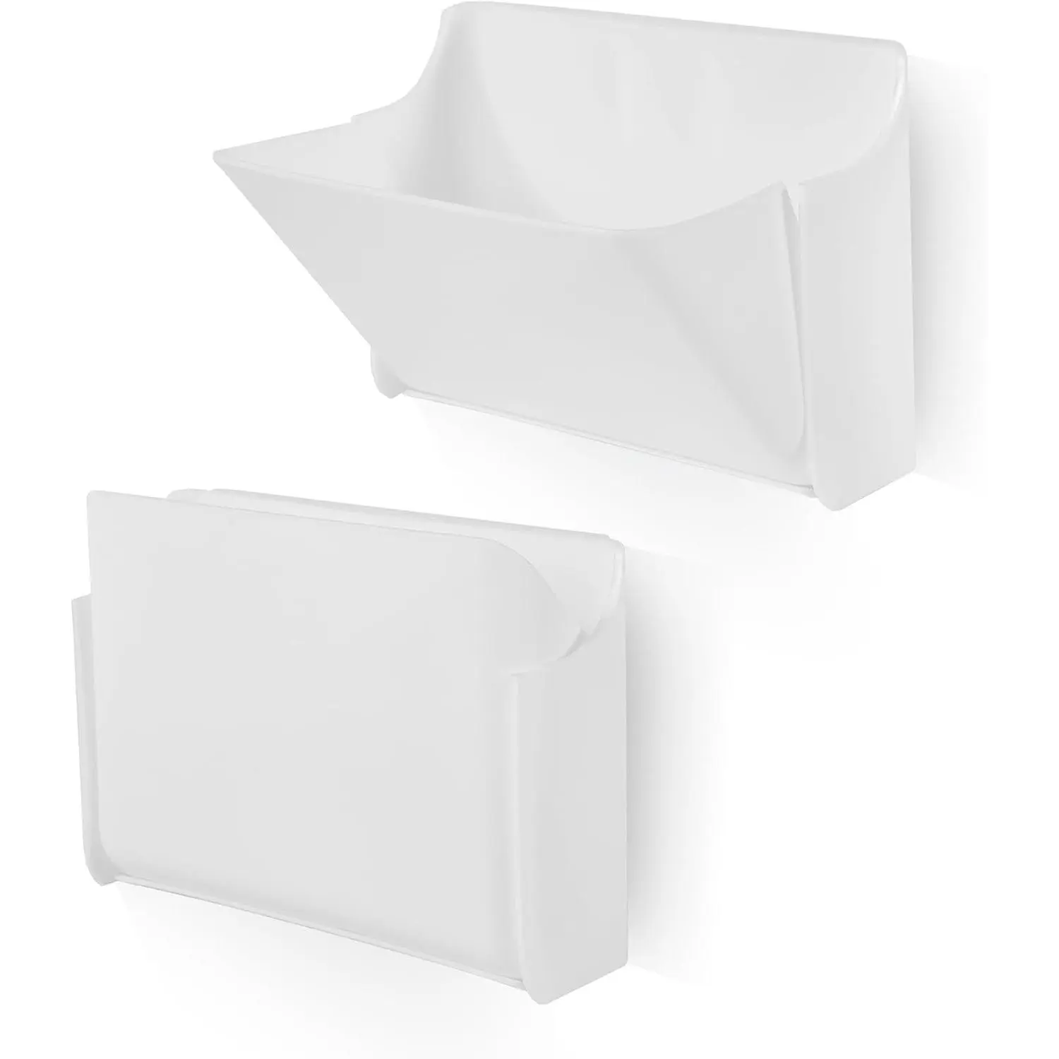Adhesive Laundry Lint Bin (2 Pack Small) Adjustable Lint Collector Holder for Washer/Dryer Wall Mount Trash Bin Caddy Kitchen Bathroom Office Cabinet Door Storage, White