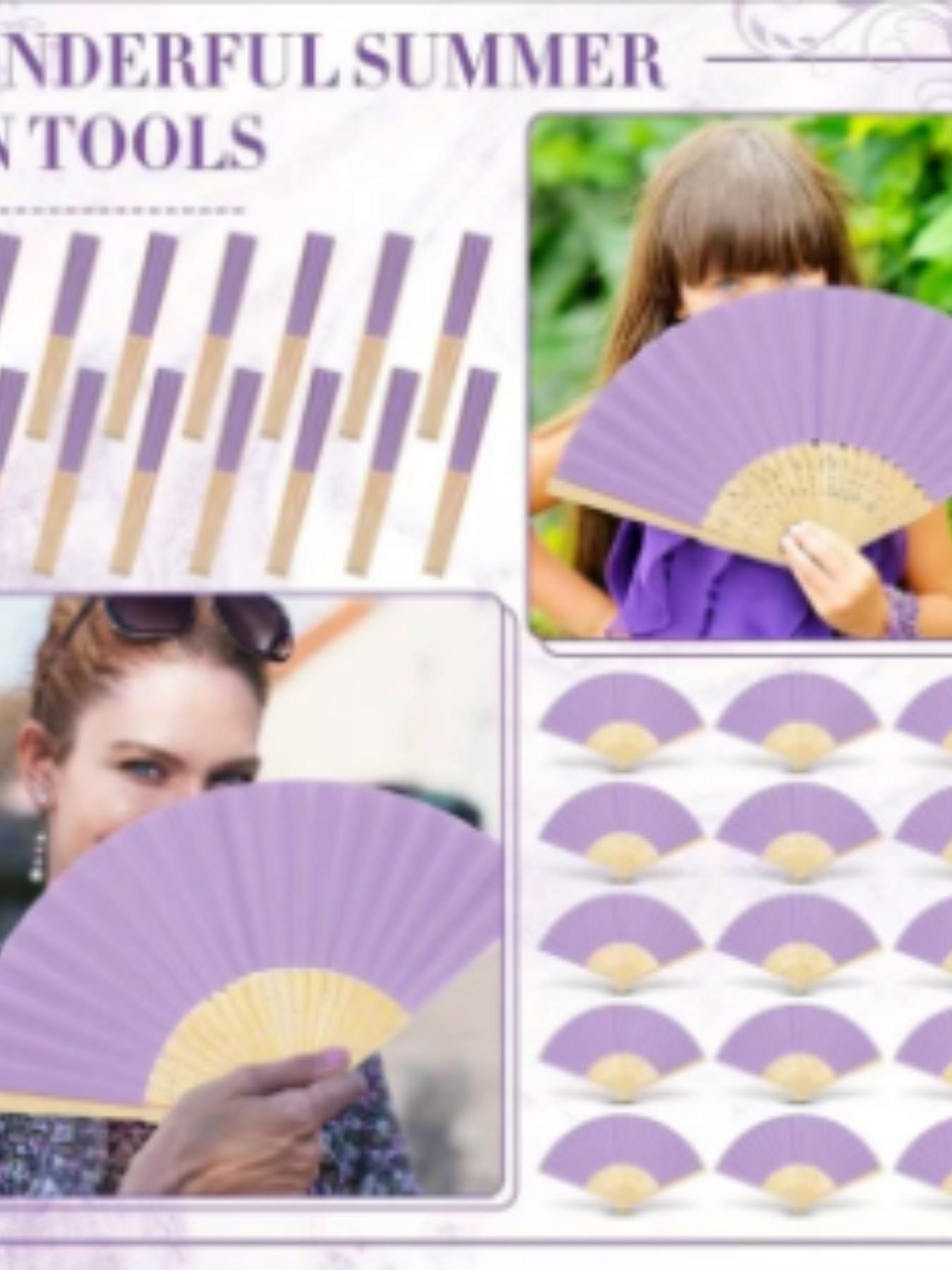 10pcs Paper Fans, Bamboo Folding Fans, Handheld Wedding Fans, Ideal for Brides, Proms, Gifts, Church, Home, Office Decor, DIY
