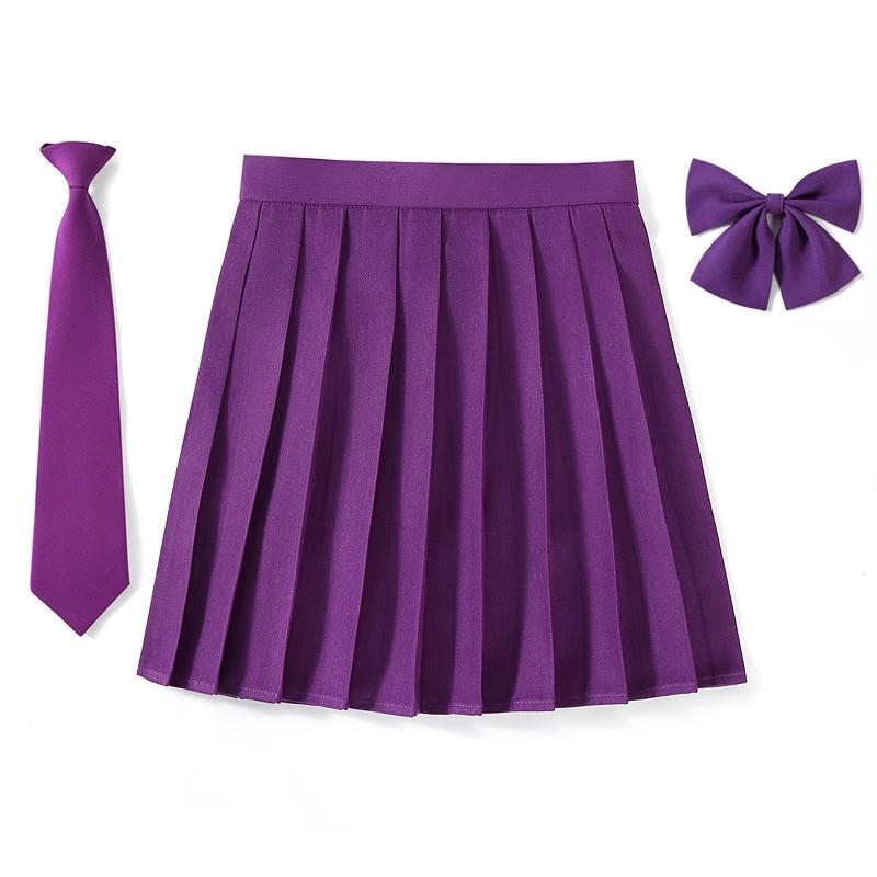 2025 Preppy Style Pleated Skirt Woman High Waist A-Line School Skater Mini Skirt Girl JK Uniform Skirt With Match Necktie Bowtie