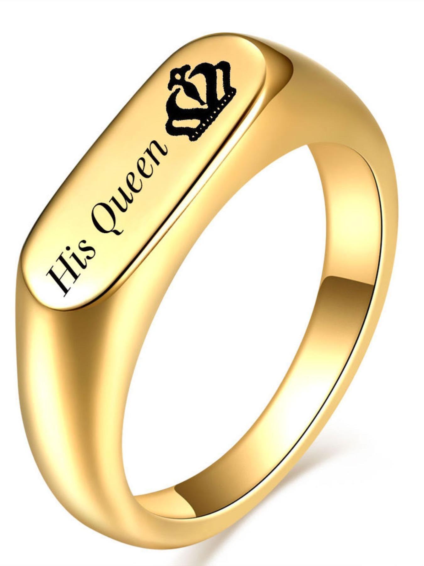 6mm Oval Cast Rectangular Her King His Queen Crown Couple Rings, Elegant Jewelry for Couples, Perfect Gift Idea