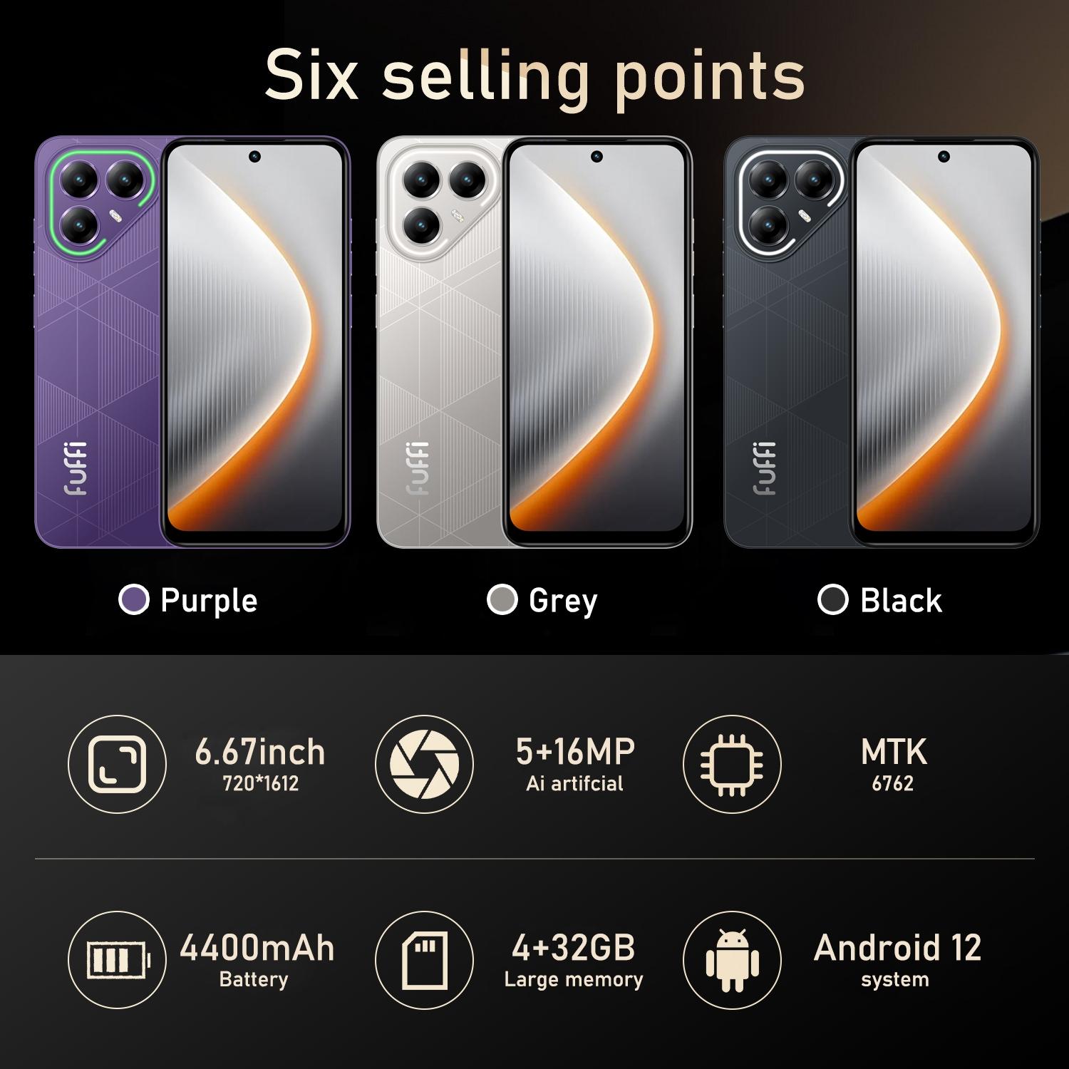 Fuffi LED Smartphone with 4 Light Effects Camera Frame, 6.67 Inch HD Screen, Octa-Core Processor, 4GB RAM 32GB/64GB ROM, 4400mah Battery, Metal integrated frame,4G network dual SIM dual standby, 16 megapixels pixels, Dual card phone