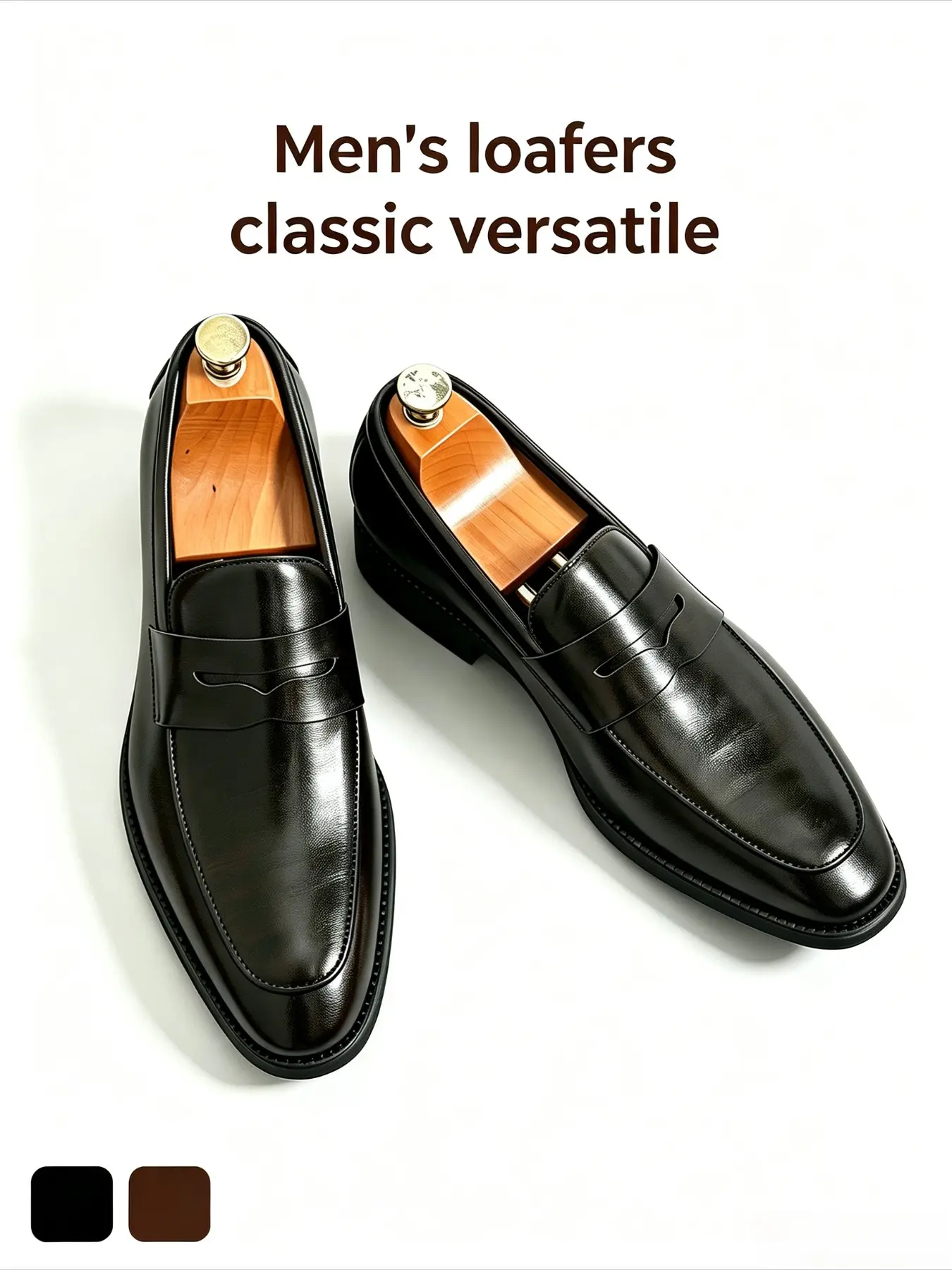 Men's Slip-On Loafers, Rubber Sole, PU Upper, Business Style, All-Season, Comfortable & Durable, Ideal for Office, Weddings, Casual Wear