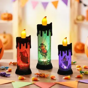 Halloween LED Electronic Candle Pumpkin Light, Creative Festival Decor, Ambient Nightlight, Halloween Atmosphere Lamp, Unique Holiday Decoration