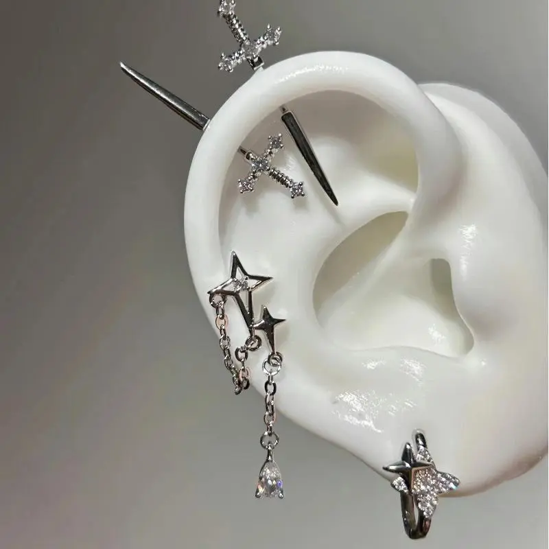 1 Pcs Excalibur Demon Sword Ear Studs Surgical Steel Anti-Allergic Wing Earrings for Helix Conch Cartilage Piercing Jewelry