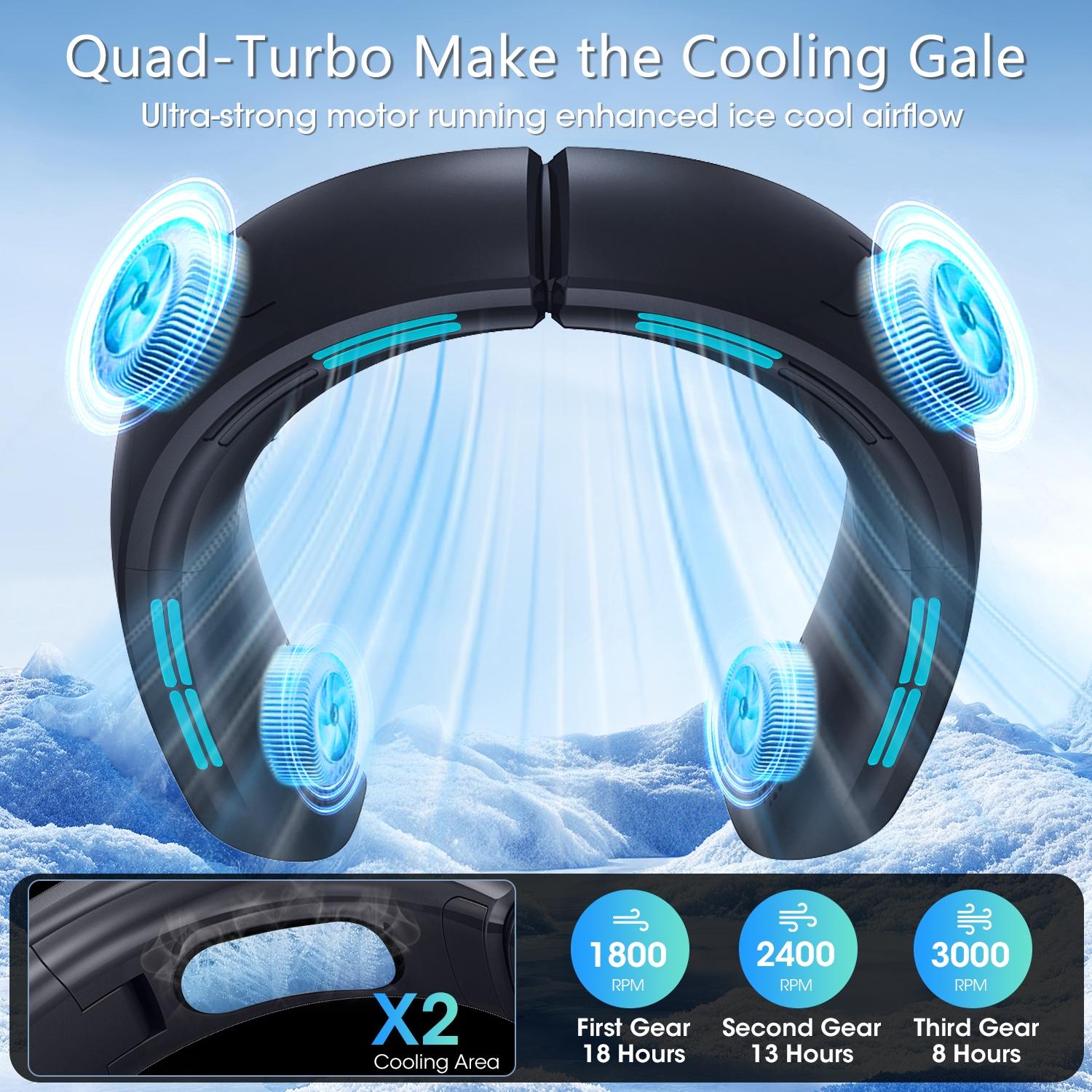 New D27 Portable Foldable Neck Fan, Hands-Free Leafless Personal Fan, Three-Speed Rechargeable USB Cooler, 360° Hanging Design, Office & Travel Use