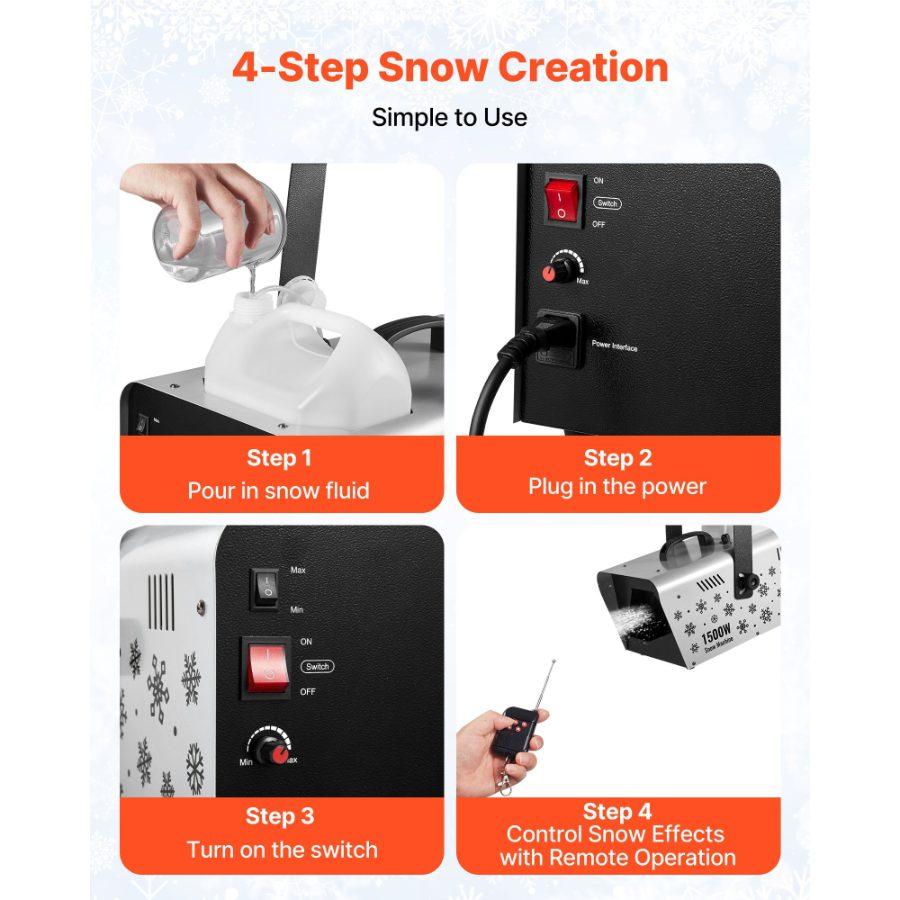 fathersdaygift VEVOR Snow Machine, 1500W Handheld/Hanging Snow Maker By Wireless Remote Control, Portable Snowmaking Machine, High Output Snowflake Maker with 5L Tank for Christmas Party Wedding Stage Effects