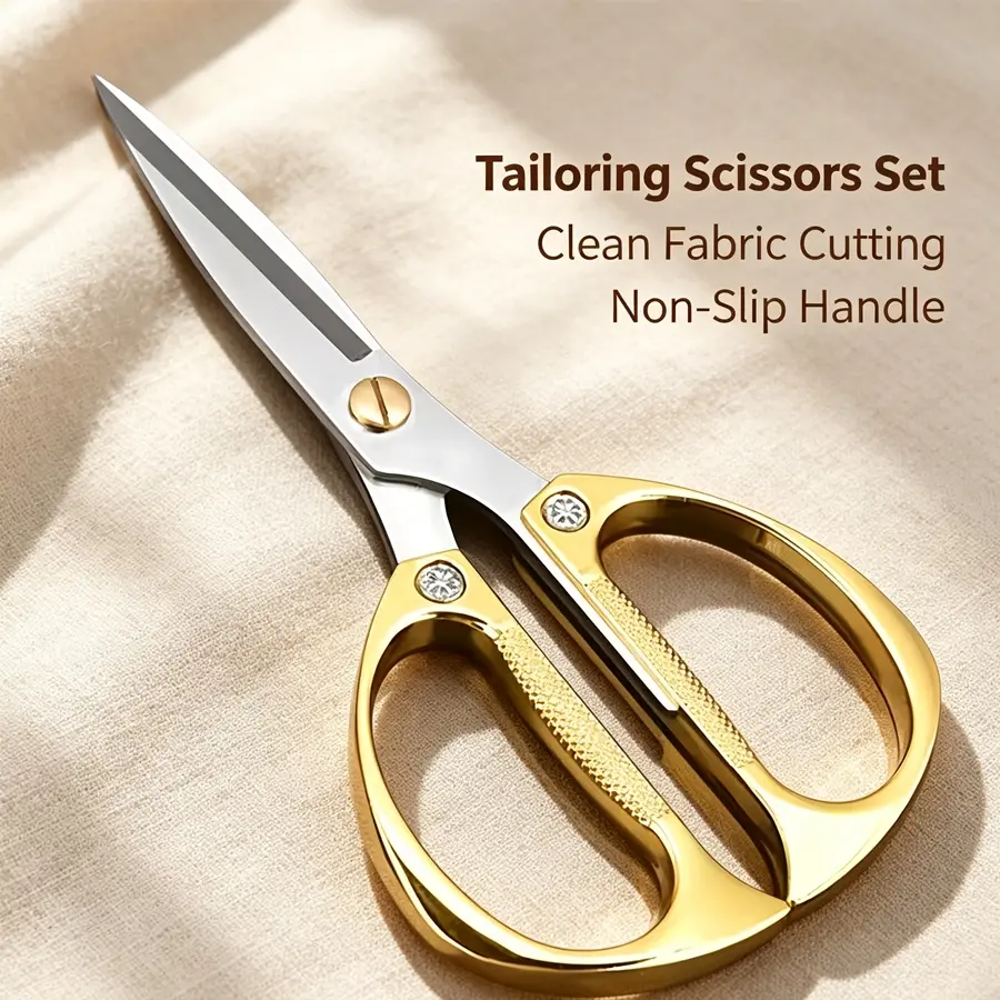 Premium Stainless Steel Heavy-Duty Scissors, Anti-Slip Handles, Sharp Blades for Fabric, Paper, DIY Crafts, Durable Household Shear, Craft Cutting Tool