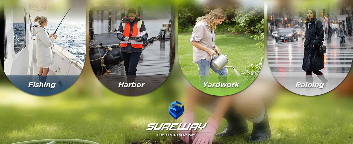 SUREWAY Women's Ankle Fishing Deck Boots for Women,Short Waterproof Neoprene Rubber Rain Boots,Lightweight Garden Work Shoes for Women,Upgraded Slip Resistant,Durable Comfortable Footwear Girl