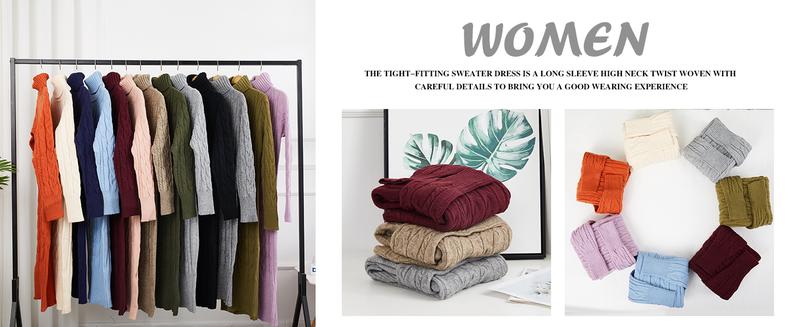 Imily Bela Womens Long Sleeve Turtleneck Sweater Dresses Knitted Bodycon Midi Sheath Jumper Dresses