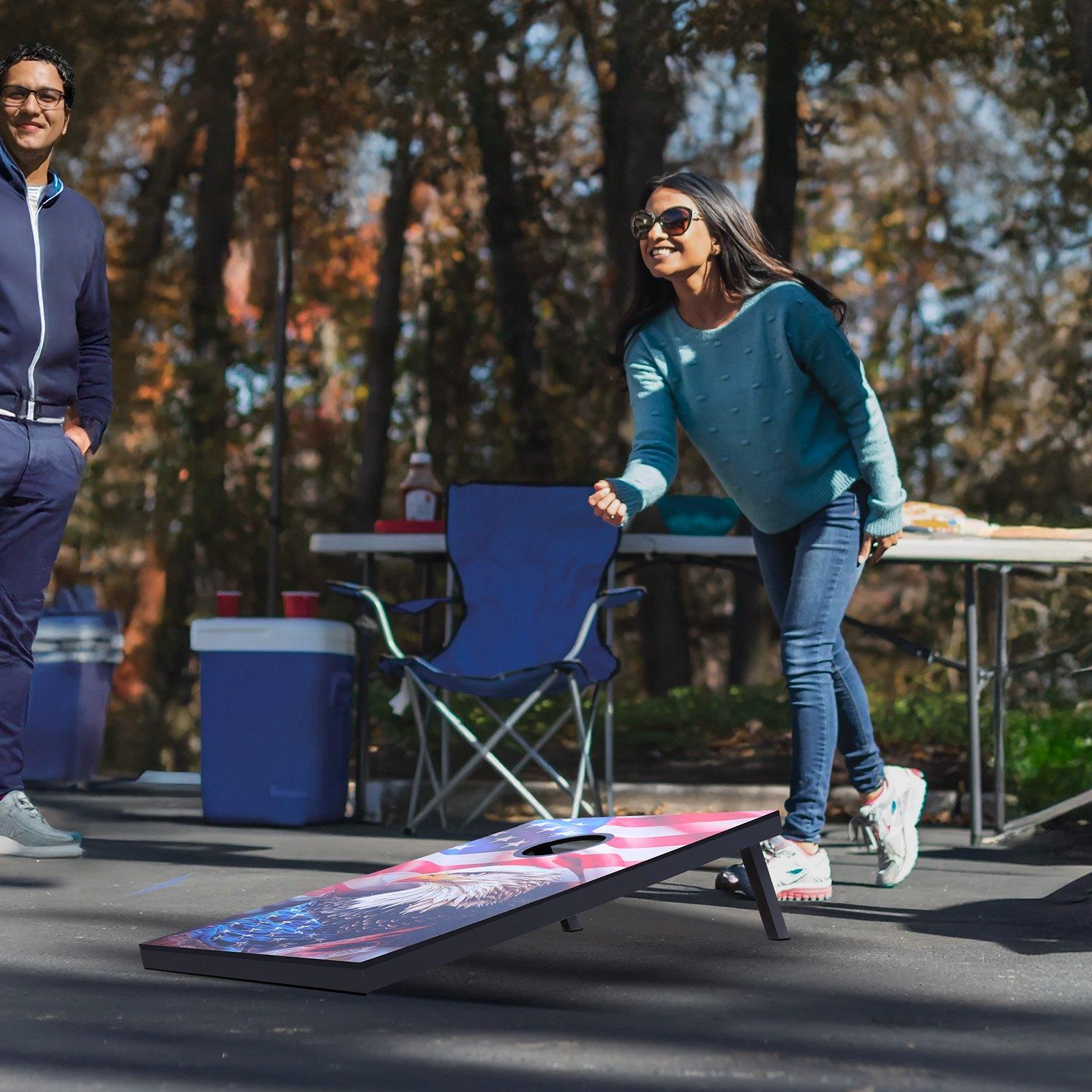 VEVOR Cornhole Set, 3x2 ft Corn Hole Game Boards, MDF Wood Portable Toss Board, Indoor and Outdoor Cornhole Play for Adults, Include 8 Bean Bags and Carrying Case, for Yard, Backyard, Beach, Camping