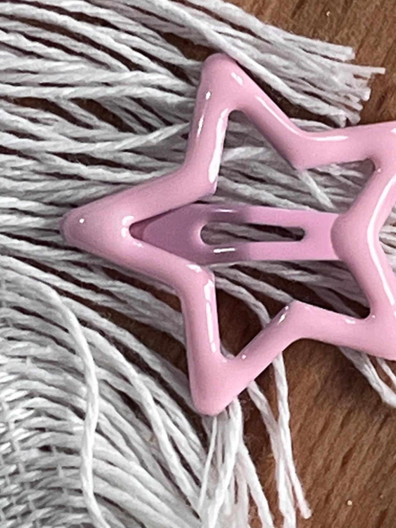 10pcs Set Single Color Random Mix Cute Metal Star Hair Clips, Multicolor Headbands for Students and Women, Casual All-Season Hairstyle Accessories