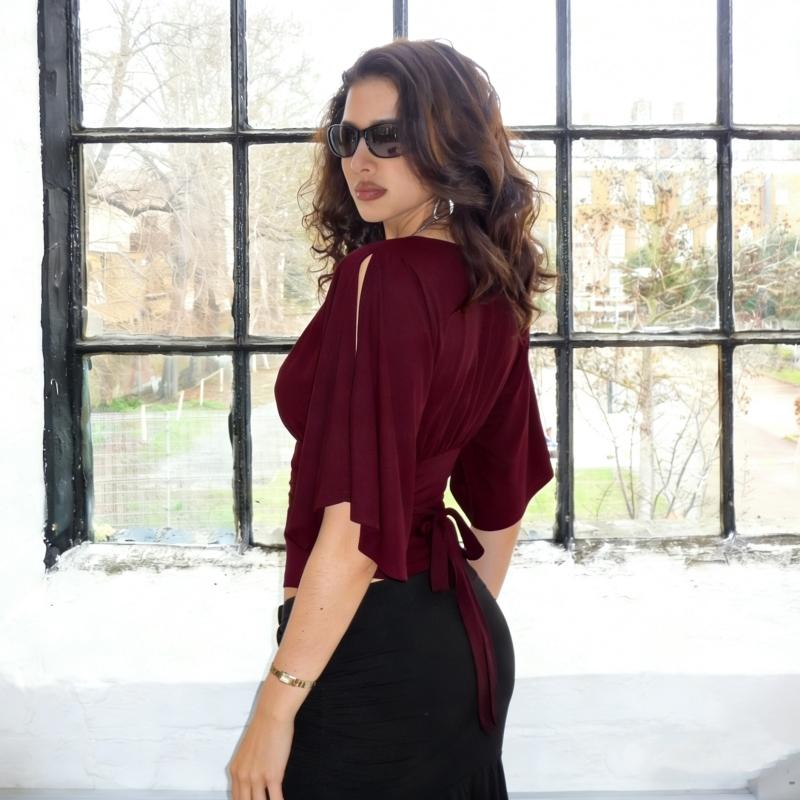 Women's Plain Split Short Sleeves Tie-back V Neck T-shirt Top, Solid Color Ruched Lace-up Slim Fit Crop Top, Party Club Date Holiday Music Festival Daily Casual Tshirts Tees Blouse Shirt Tops For Ladies All Seasons Summer Fashion Clothes Wear Basic