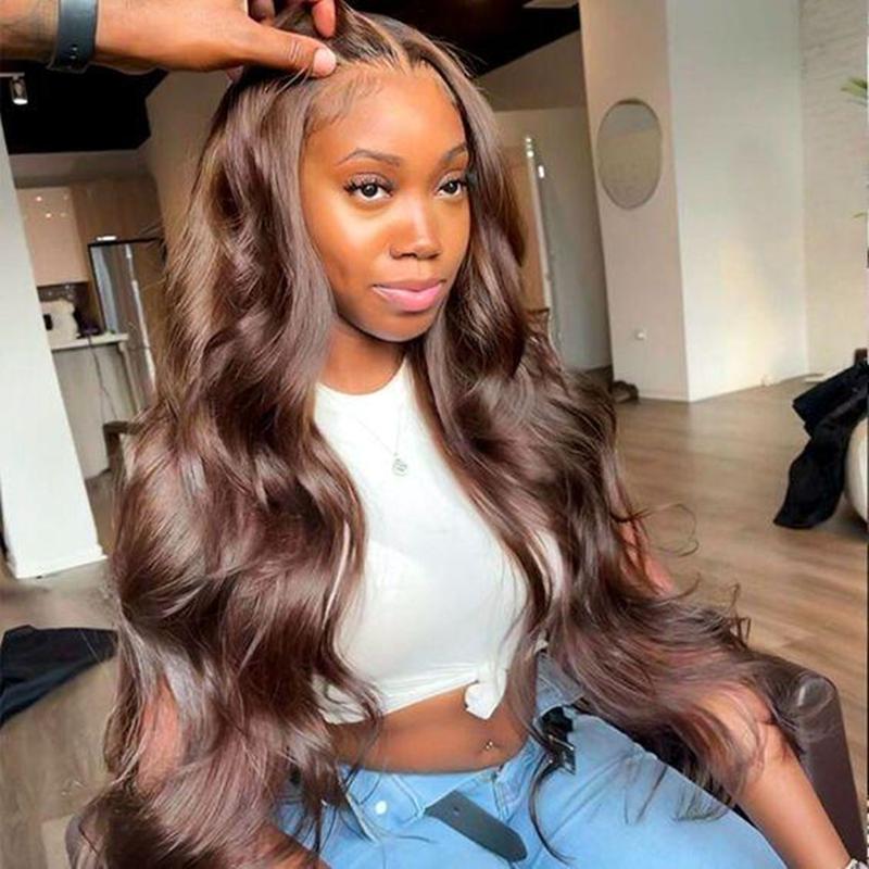 30 32Inch Chocolate Brown 13x4 Lace Front WIgs 13x6 Lace Hair Wigs Preplucked Color #4 Wigs On Sale For Women Bling Hair