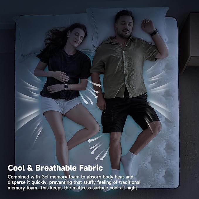 10 Inch Hybrid Mattress in a Box – Memory Foam & Springs, Medium Firm, Cooling Gel, Lumbar Support for Back Pain Relief & Guest Rooms 10 Inch Hybrid Mattress in a Box – Memory Foam & Springs, Medium Firm, Cooling Gel, Lumbar Support for Back Pain Relief & Guest Rooms