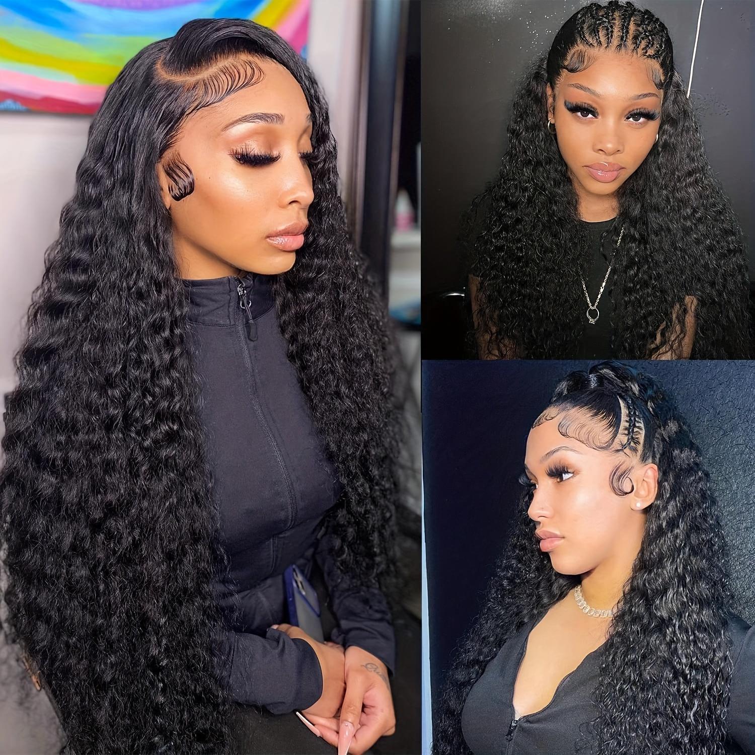 Bling Hair Fashion 34 Inch Kinky Curly 13x4 Lace Front Wigs Human Hair Pre Plucked Wet And Wavy 13x4 Hd Lace Frontal Wig Human Hair 180 Density For Women Bouncy Soft Deep Curl Glueless Tangle Free Natural Hairline