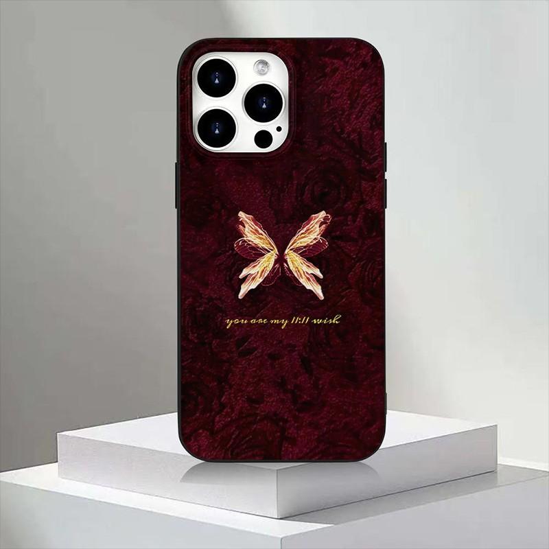 Liquid Large Hole Style Background Wing Pattern Shockproof Phone Case Cover for iPhone 15/15 Plus/15 Pro/15 Pro Max/11-16 Promax