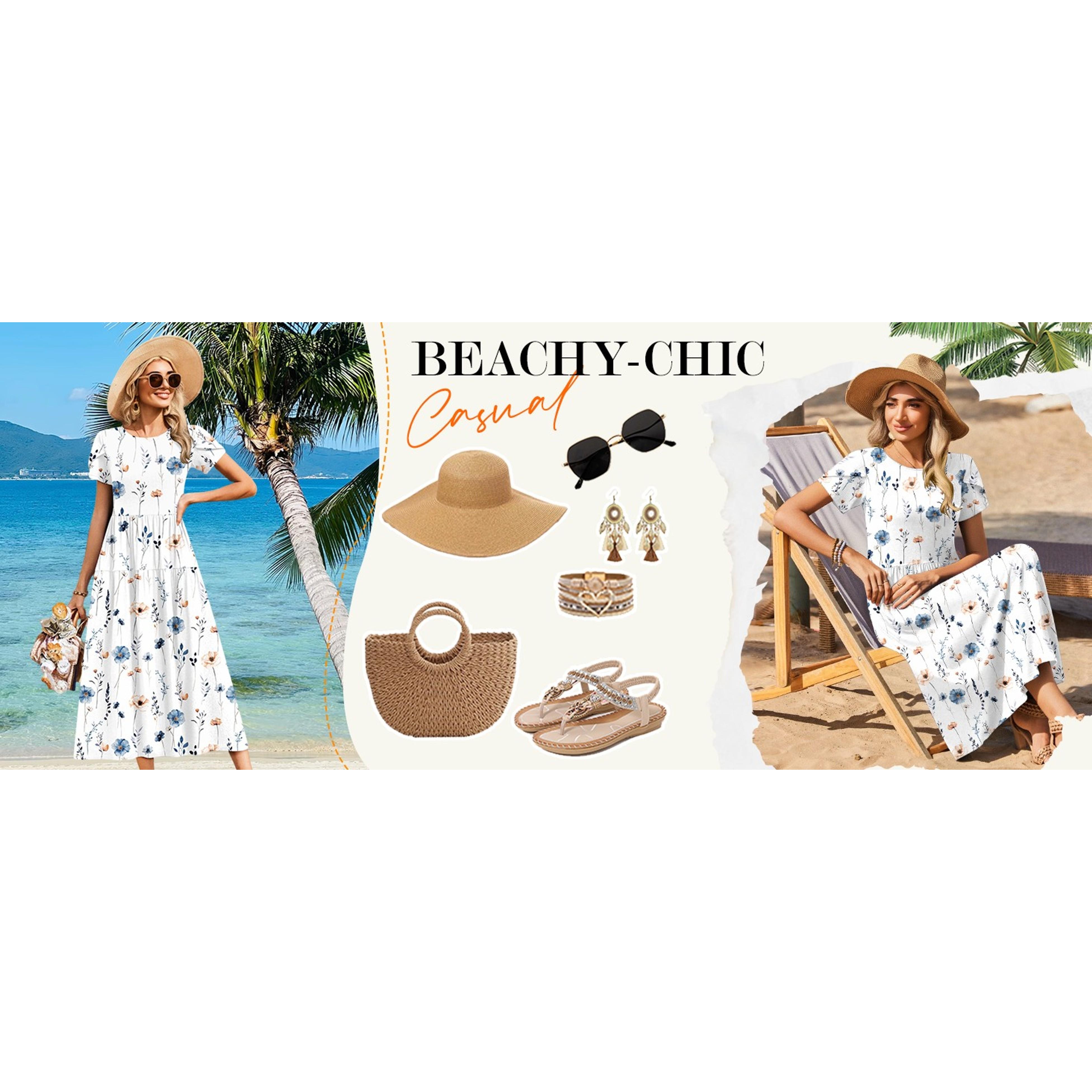 Summer Dresses for Women 2026 Maxi Bohemian Floral Short Sleeve Long Dress Casual Flowy Tiered Beach Sundress(Gift) Summer Dresses for Women 2026 Maxi Bohemian Floral Short Sleeve Long Dress Casual Flowy Tiered Beach Sundress(Gift)