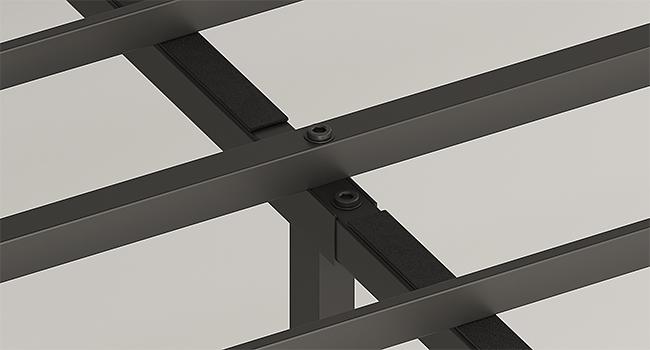 Vabches NO MATTRESS Bed Frame with Storage Ottoman and 2 Drawers, Farmhouse Metal Platform Bed with Headboard, LED Lights and Charging Station, No Box Spring Needed, Noise Free