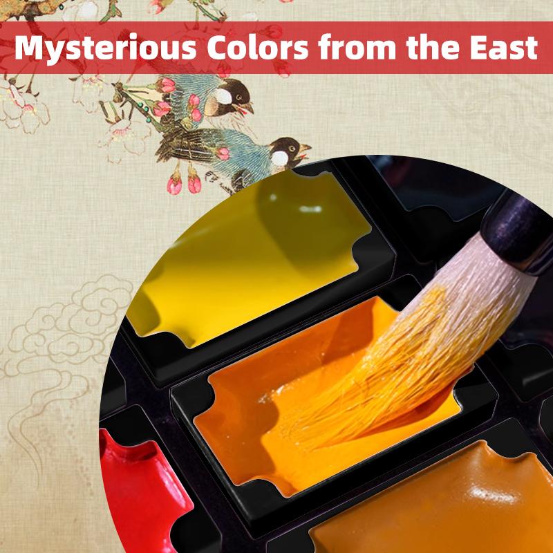 Chinese Painting Set, Professional Solid Gouache Pigment Kit for Artists, Beginners, Students, Portable Art Supplies for Landscape, Figure Painting, Perfect Gift for Drawing Lovers