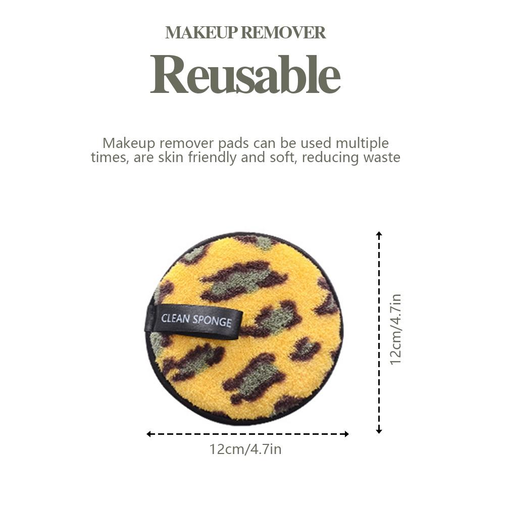 1/4pcs Leopard Print Microfiber Makeup Remover Pad, Reusable Wet & Dry Cleansing Towel, Lazy Women's Skincare Tool, Round Hanging Hook Design