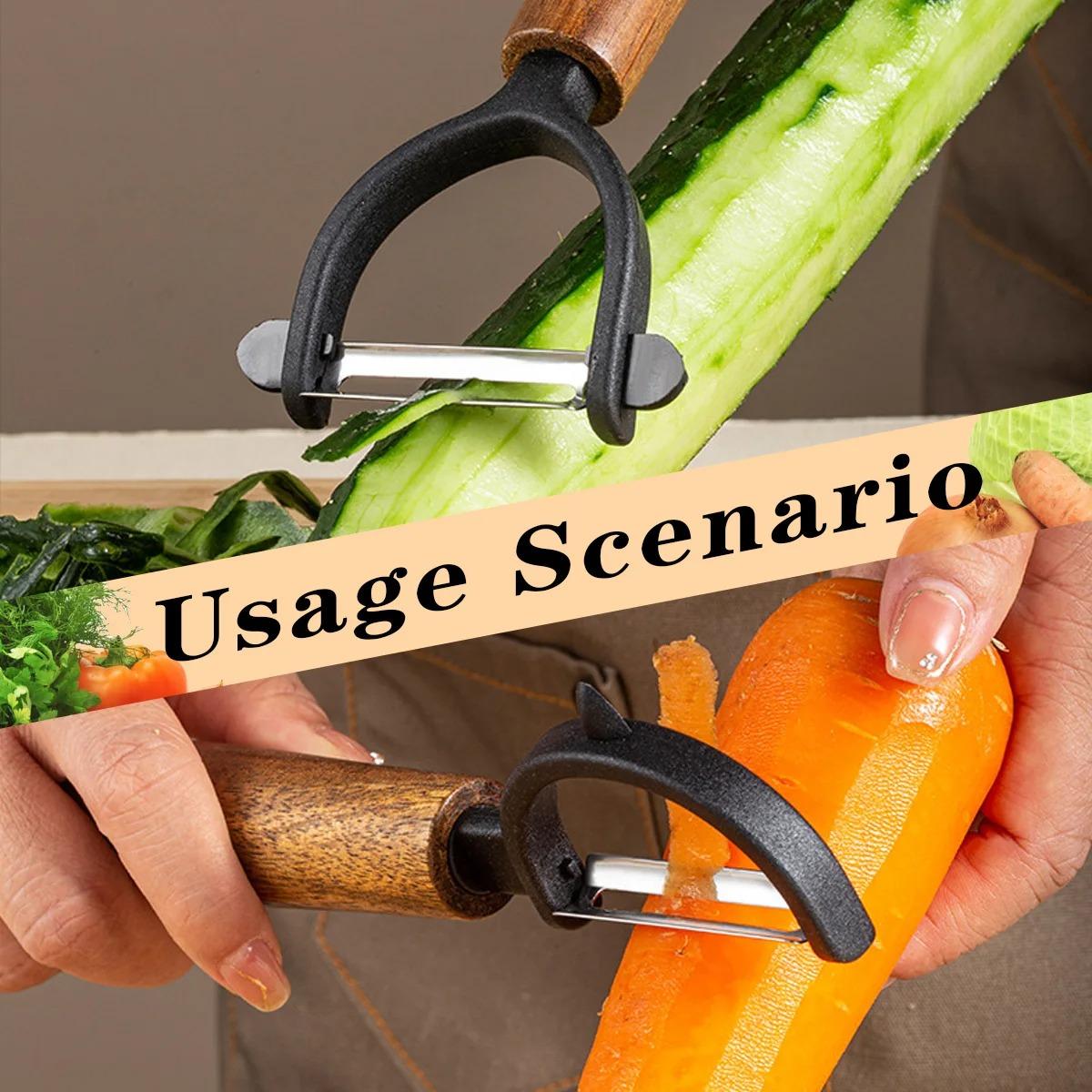 1/2 Pcs Premium Y/p Type Stainless Steel Multifunctional Peeler, Acacia Wood Handle, Ultra Sharp Blade, Ideal for Vegetables, Potatoes, Apples