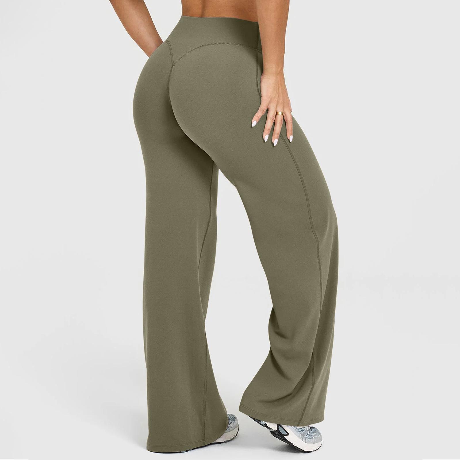 RICH BRIA Women‘s Casual Pants - High Waisted Loose-Fitting Wide Leg Yoga Pants - Comfortable & Elastic Soft Pants with Stretchy Material - Straight Leg Hem