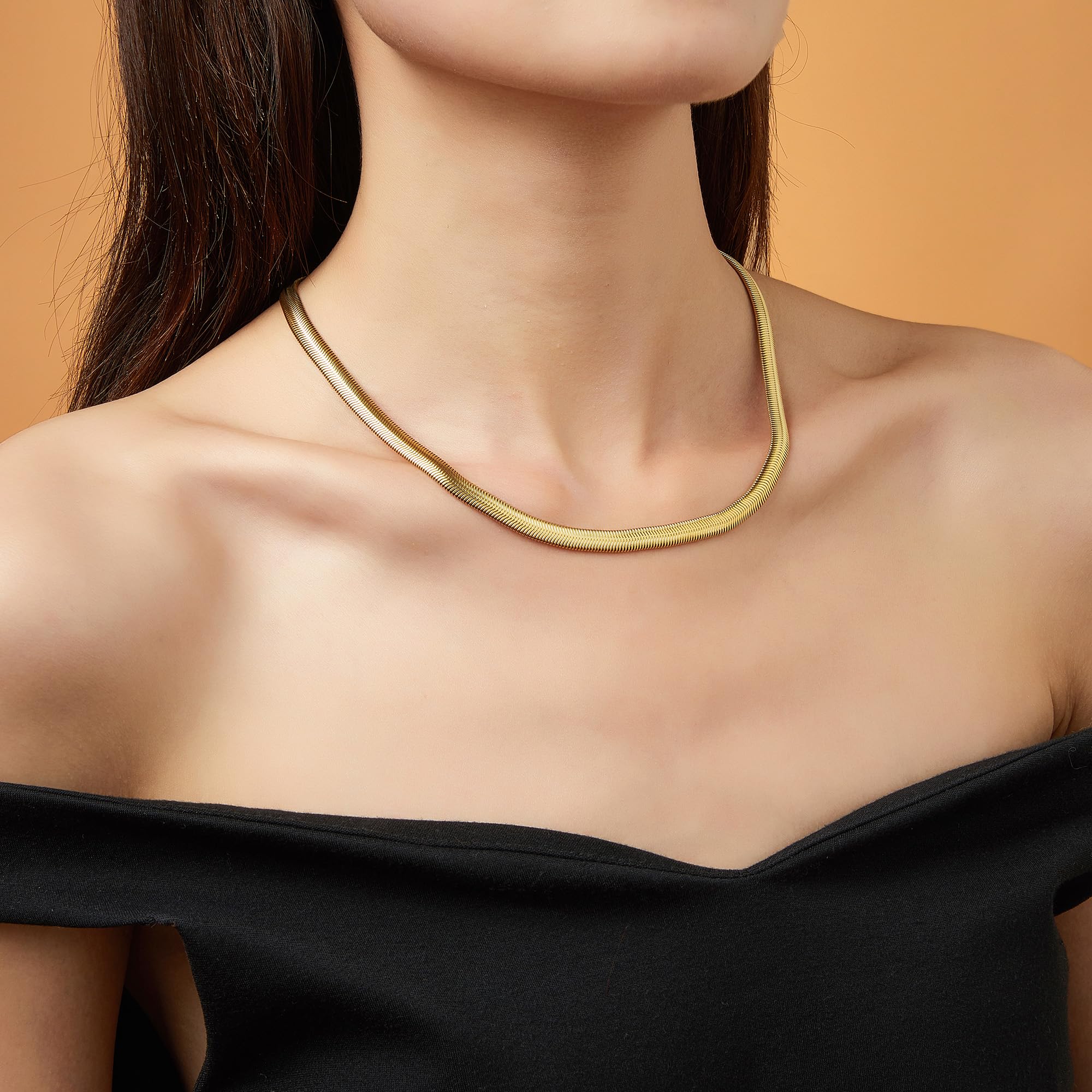 Mytys Snake Shape Chain Necklace and Bracelet 2 in 1 for Women Choker Necklaces Jewelry Gifts for Teen Girls