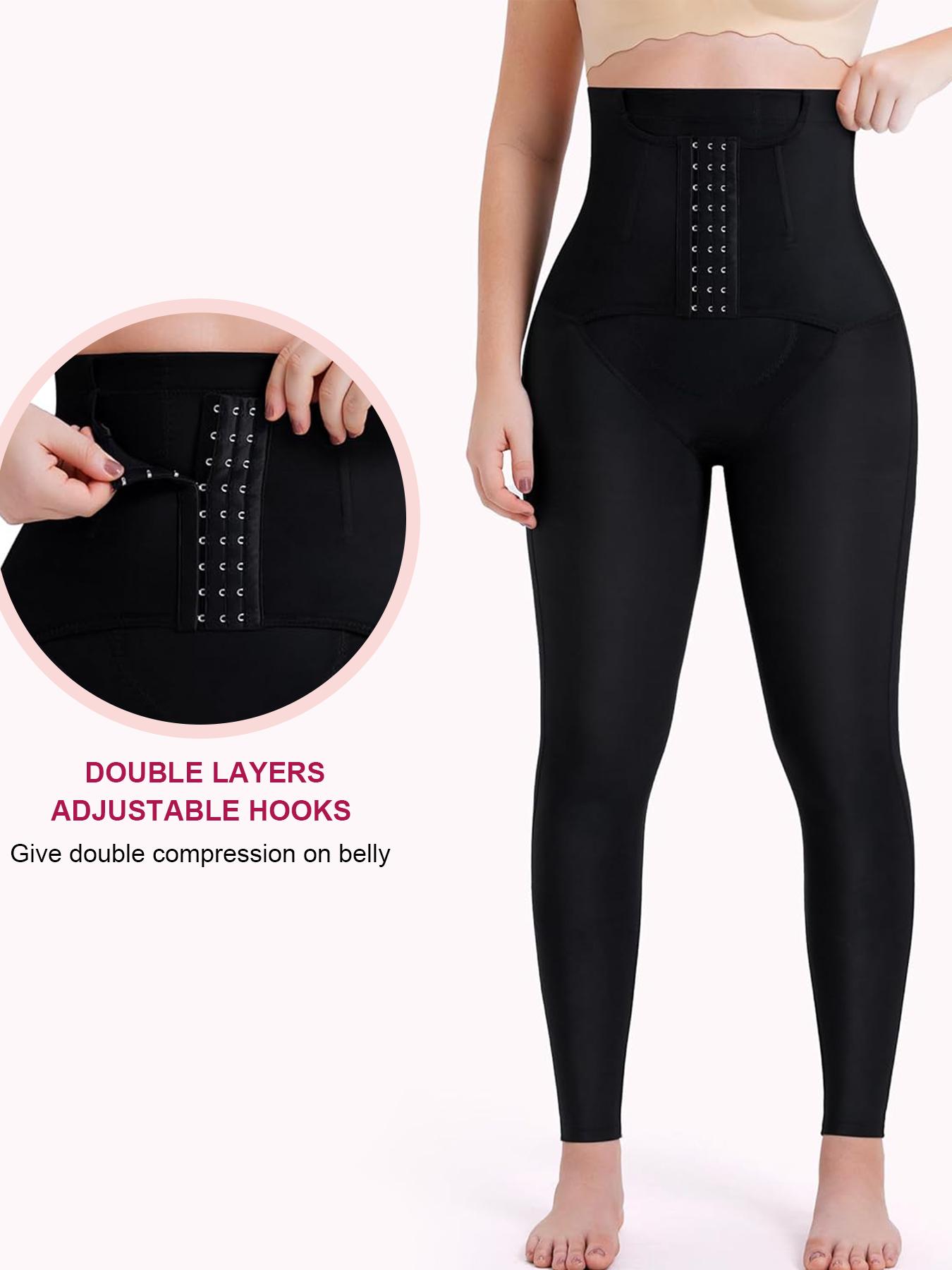 Women's High Strength Stretchy Slimming Waist Cincher Pants, Adjustable Buckle, High Waist, Plain Pattern, Casual Style, All Seasons